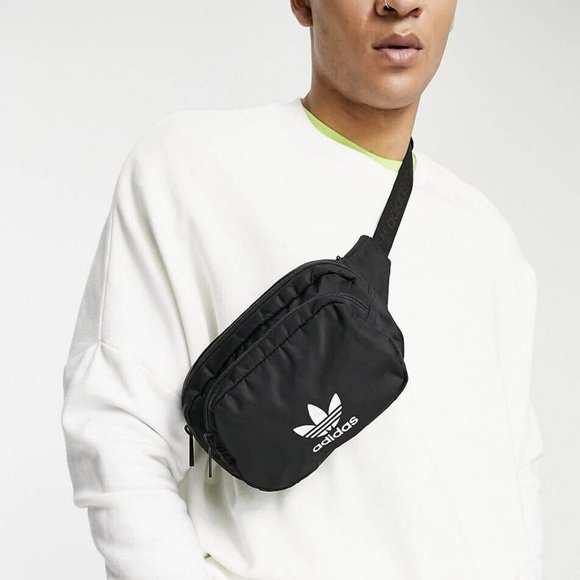 Adidas Originals National Waist Bag/Fanny Pack Black/White Key Clip-UNISEX